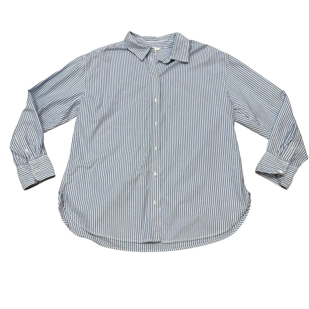 H&M Women’s Blue White Striped Button Up Shirt Size M